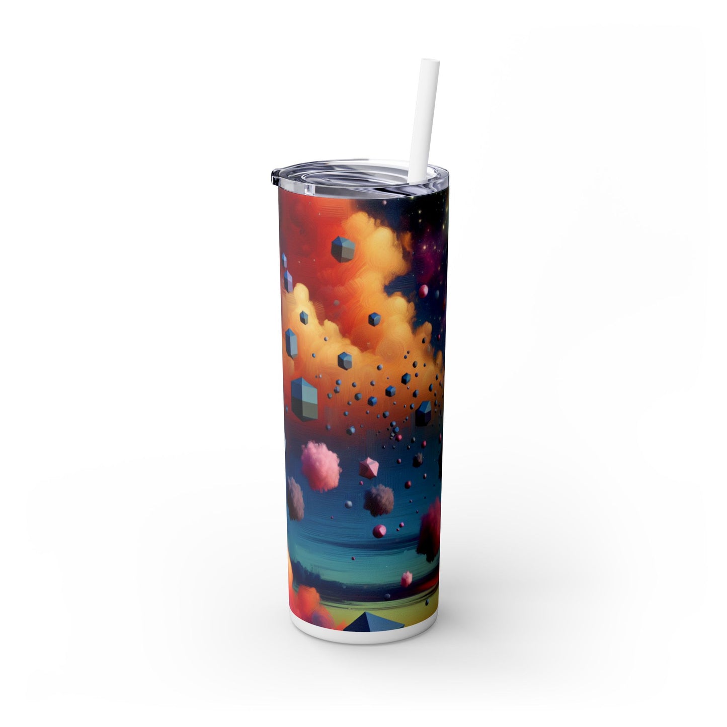 "Dimensiones flotantes: un cielo surrealista" - Vaso delgado con pajita de 20 oz de Alien Maars®