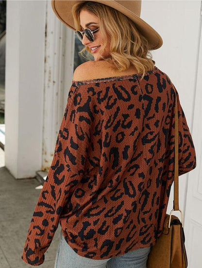 Off-the-shoulder leopard print top