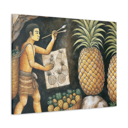 "Récolte d'ananas" - Le style de peinture rupestre Alien Canva