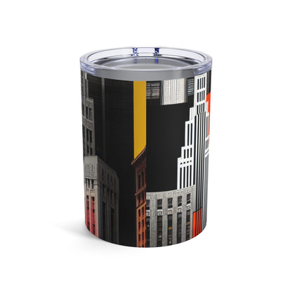 "Un contraste des temps : des gratte-ciel Art déco classiques et un paysage urbain moderne" - The Alien Tumbler 10oz Style Art Déco