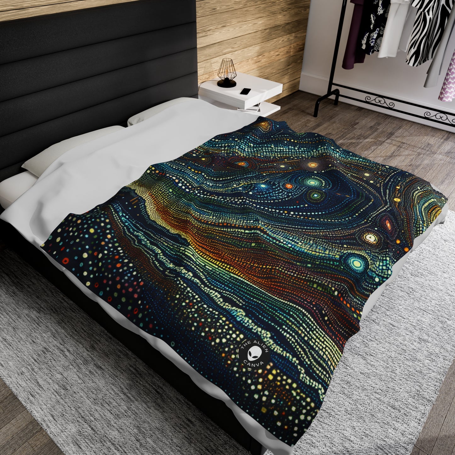 "Starry Dots: A Celestial Mosaic" - The Alien Velveteen Plush Blanket Pointillism