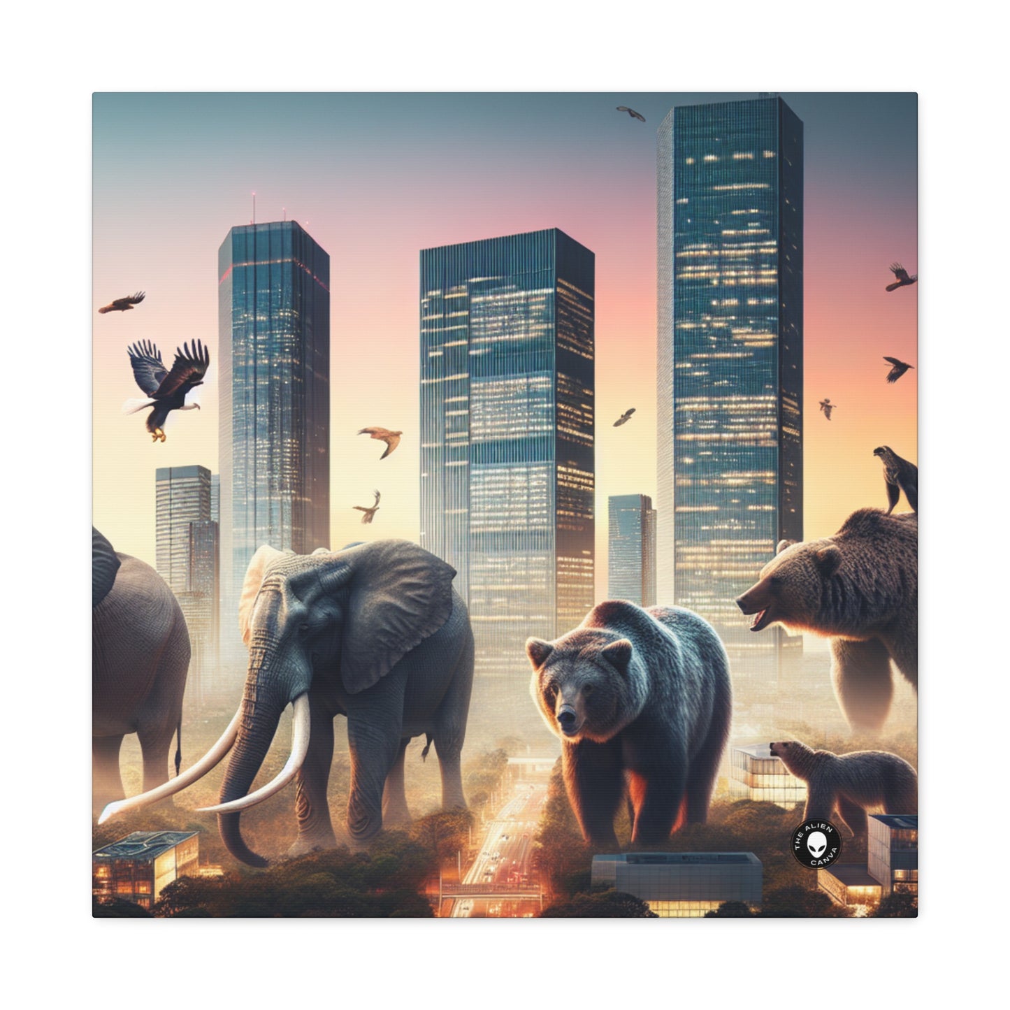 "Zoología urbana: un paisaje urbano surrealista" - The Alien Canva