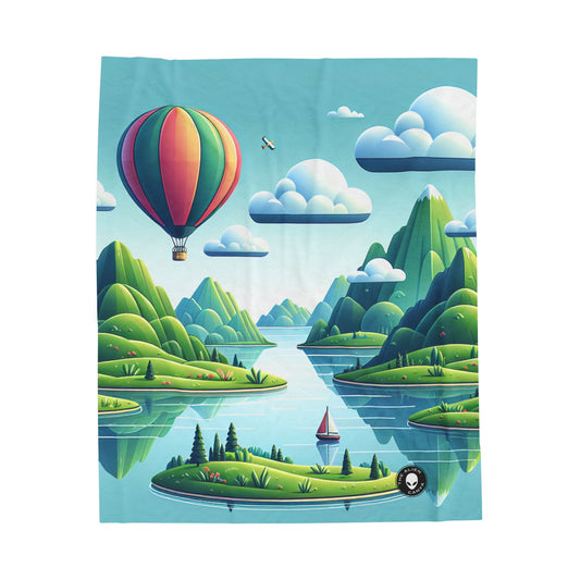 "Tranquil Skies: Hot Air Balloon Adventure" - The Alien Velveteen Plush Blanket