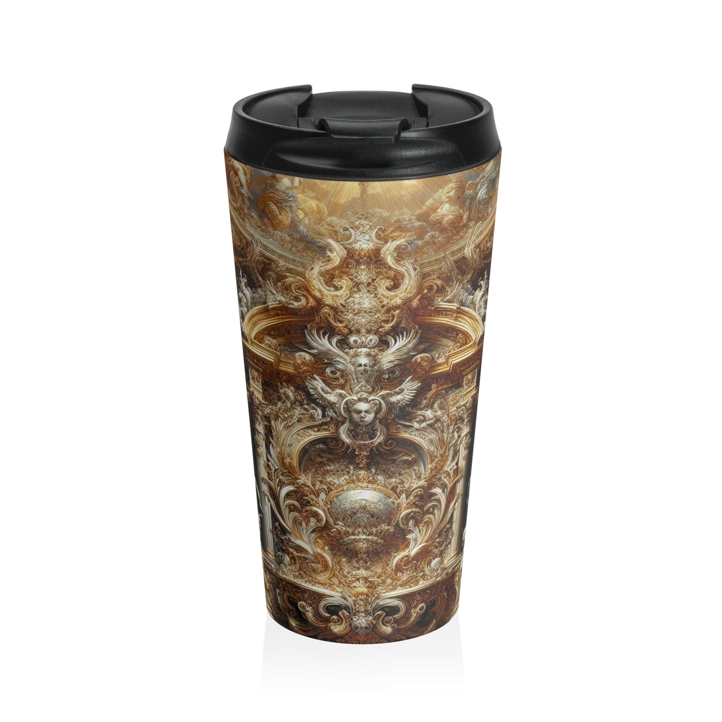 "Banquete barroco: una fiesta de opulencia" - Taza de viaje de acero inoxidable The Alien Barroco