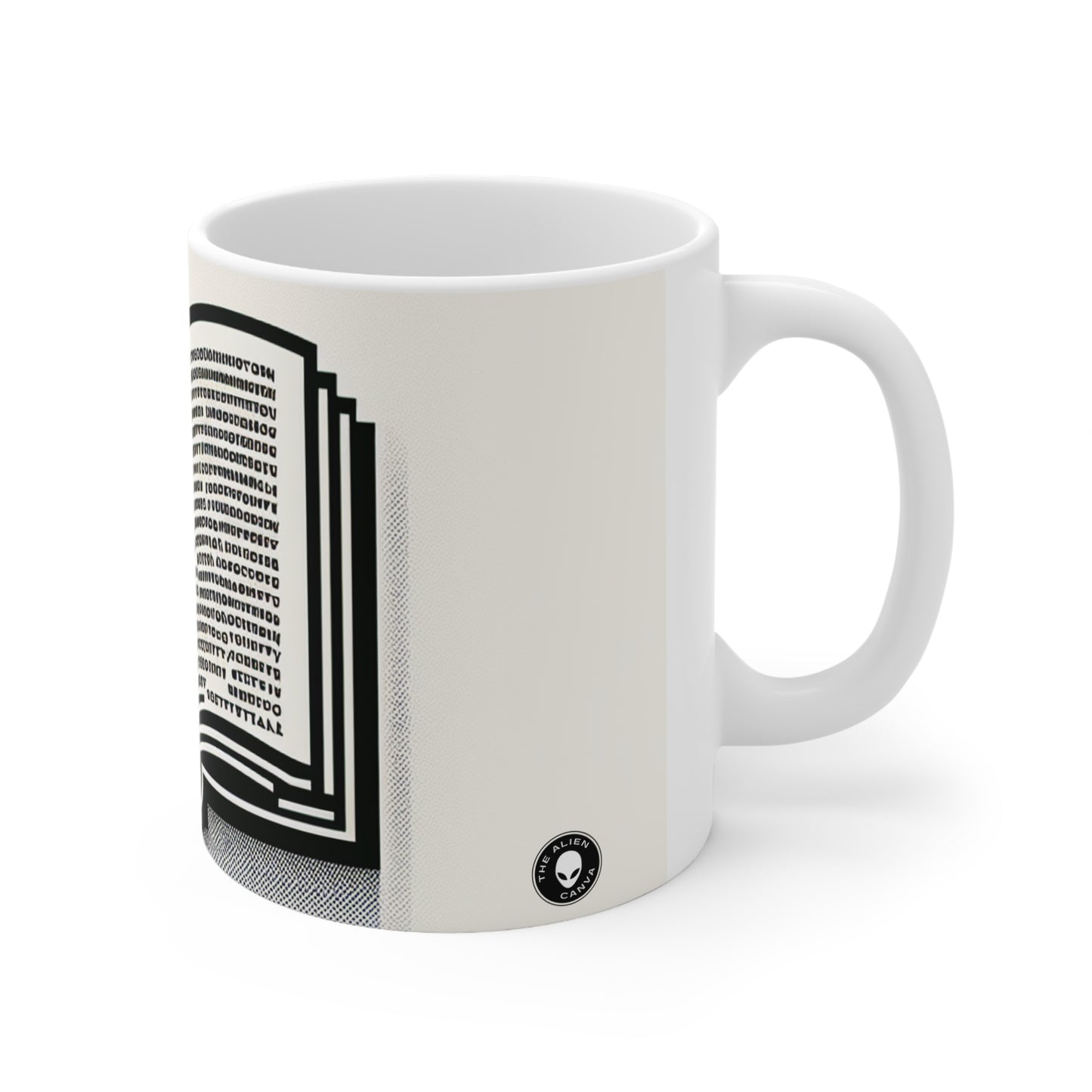 "A Singular Story: Monochrome Typography" - The Alien Ceramic Mug 11oz Minimalism