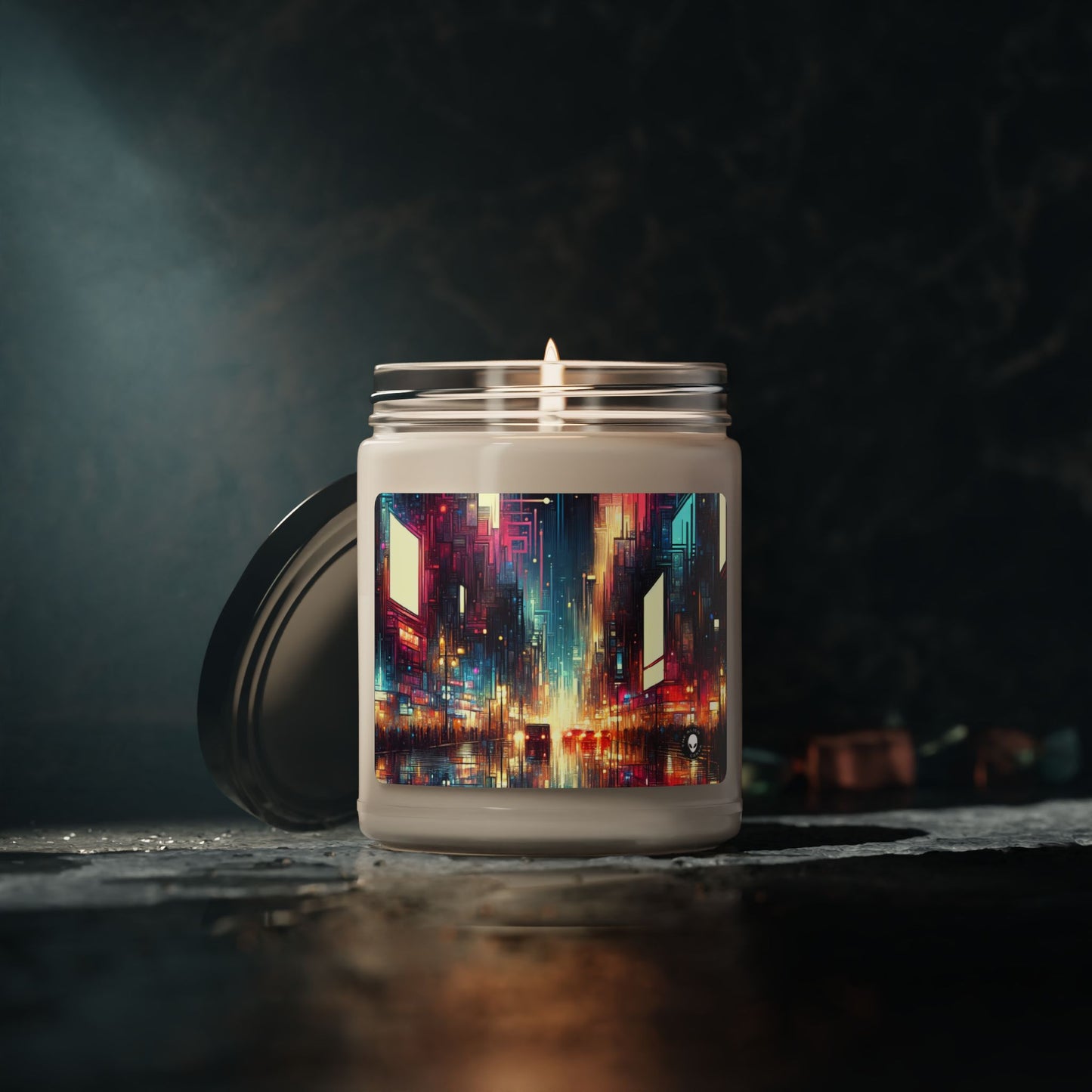 "Cityscape Unveiled: A Neon Night" - The Alien Scented Soy Candle 9oz