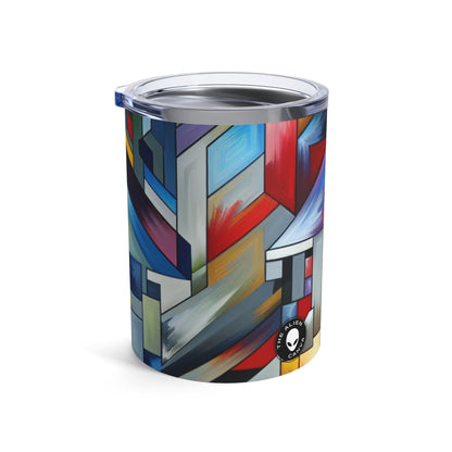 "City Pulse: A Vibrant Nighttime Geometric Journey" - The Alien Tumbler 10oz Hard-edge Painting