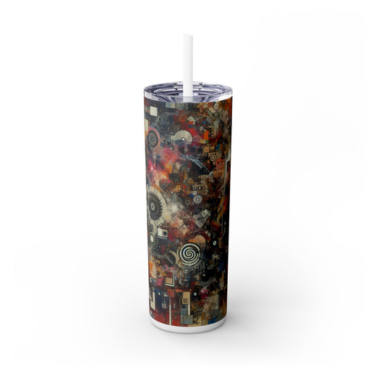 "Chaos Collage: A Neo-Dada Exploration" - The Alien Maars® Skinny Tumbler with Straw 20oz Neo-Dada