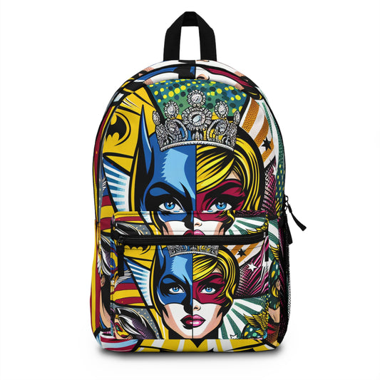 "Héroes del arte pop: una mezcla de iconos" - La mochila alienígena estilo pop art