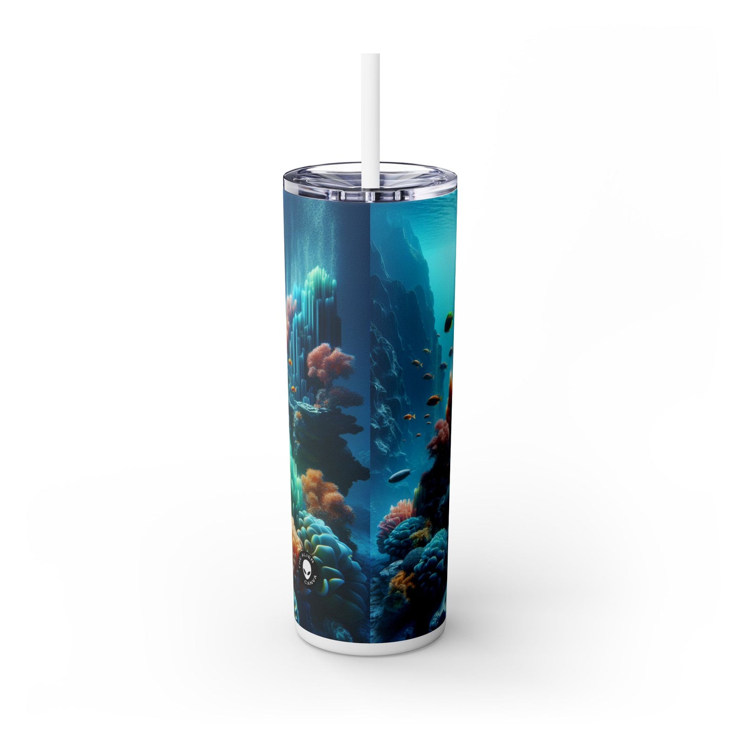 "Neon Reef: A Surreal Underwater Symphony" - The Alien Maars® Skinny Tumbler with Straw 20oz