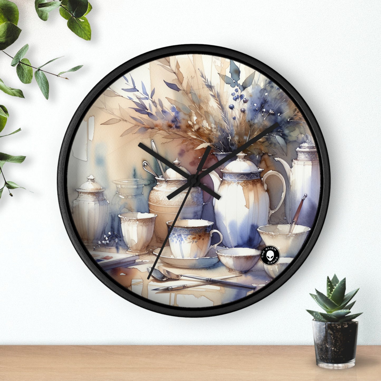 "A Tranquil Sunset by the Riverside" - The Alien Wall Clock Watercolor Painting