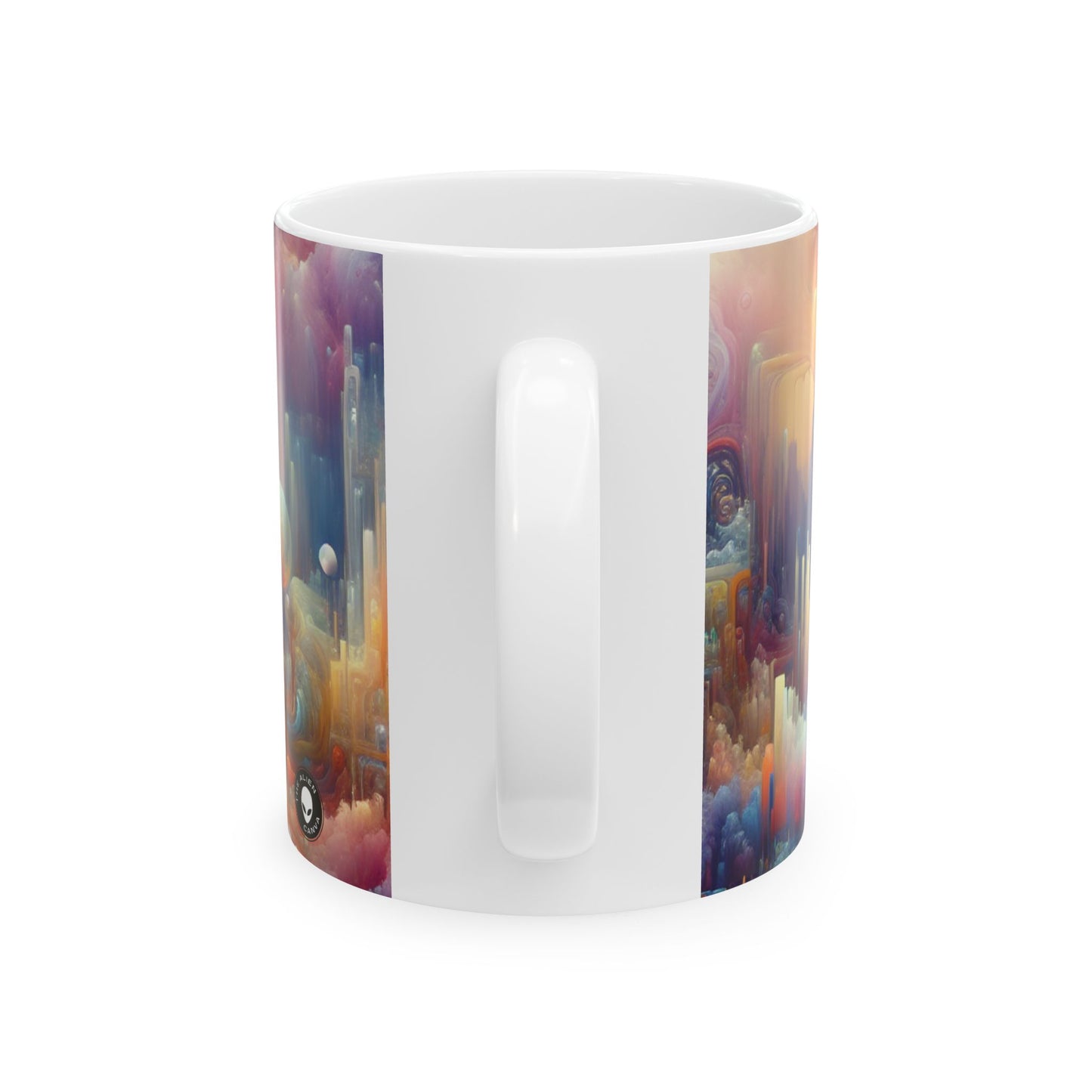 "Dreamscape Delights: A Surreal Painting" - The Alien Ceramic Mug 11oz