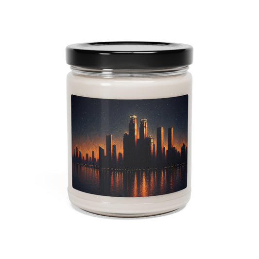 "The City Aglow" - Vela de soja con aroma a alienígena, 9 oz, estilo postimpresionista