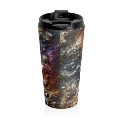 "Cybernetic Sentinel: A Futuristic Fusion of Man and Machine" - The Alien Stainless Steel Travel Mug Bio-mechanical Art