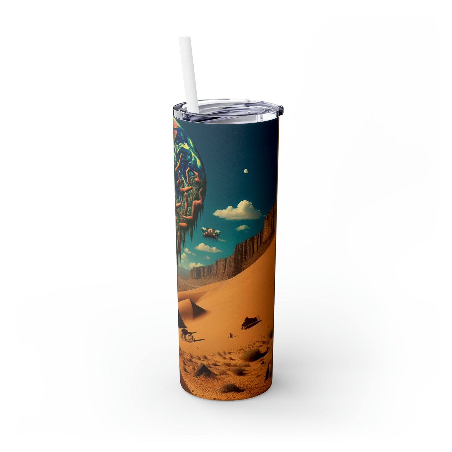 "Uprising in the Outback" - The Alien Maars® Skinny Tumbler with Straw 20oz Surrealism Style