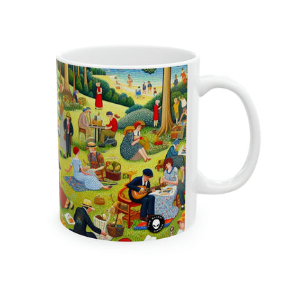 "Whimsical Village Delights" - Taza de cerámica The Alien 11oz Naïve Art