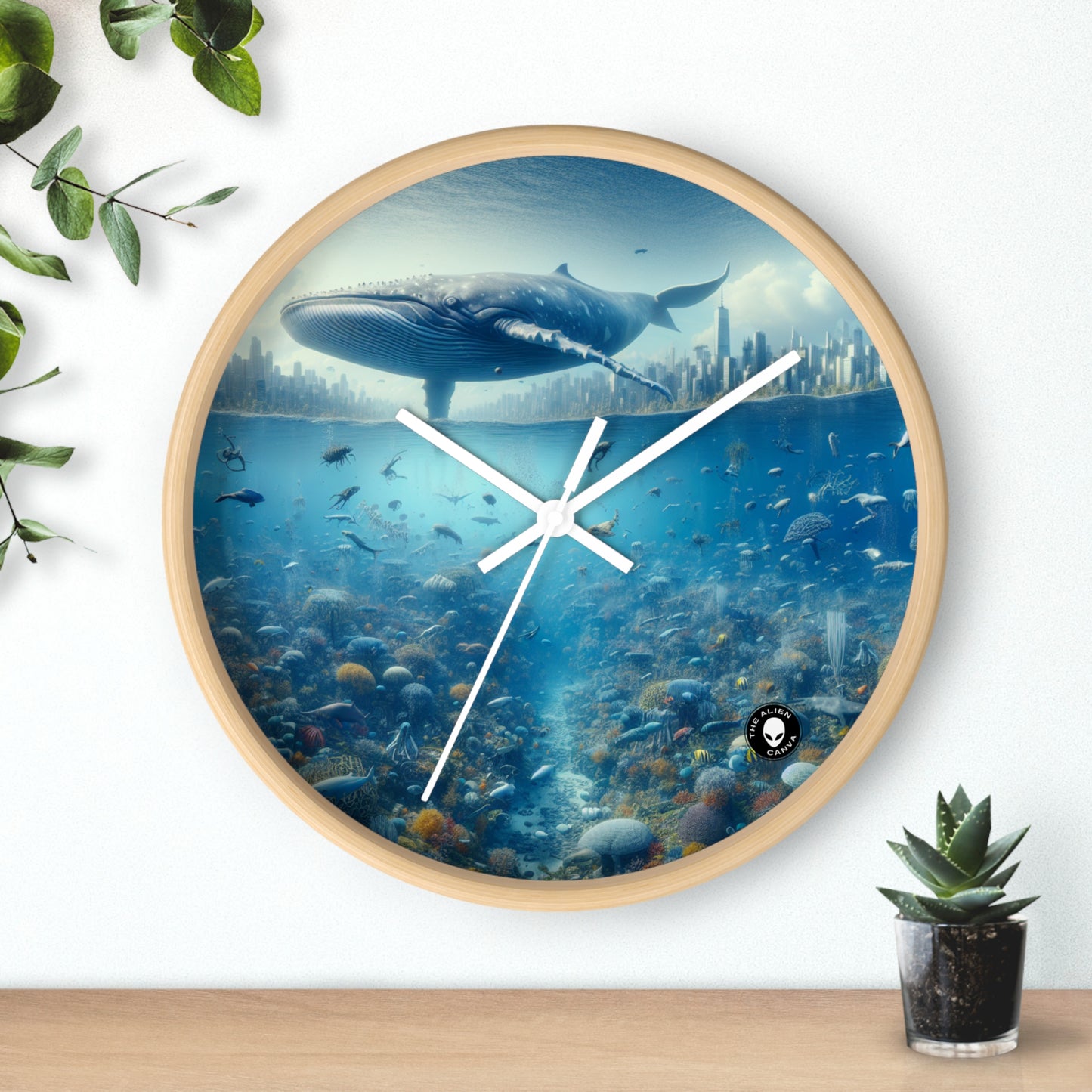 "Whale City: A Surreal Underwater Wonderland" - The Alien Wall Clock