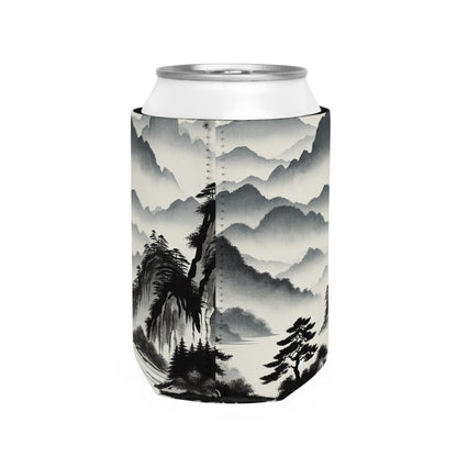 "Harmonious Ink: Capturing the Tranquility of a Zen Garden" - The Alien Can Cooler Sleeve Ink Wash Painting