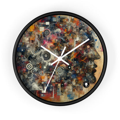 "Collage du chaos : une exploration néo-dada" - L'horloge murale extraterrestre Neo-Dada