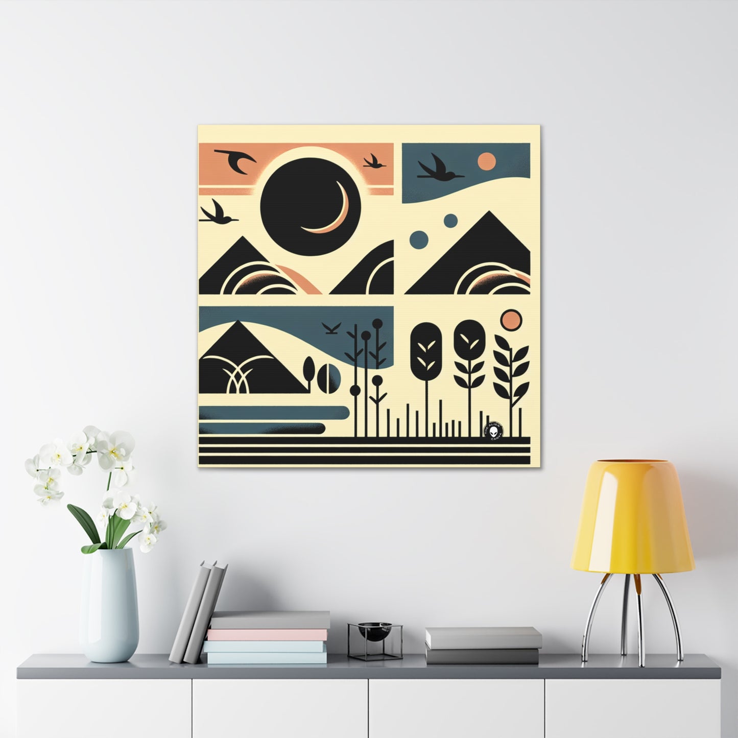 "Serenity in Geometry: Ocean Sunset" - The Alien Canva Minimalism