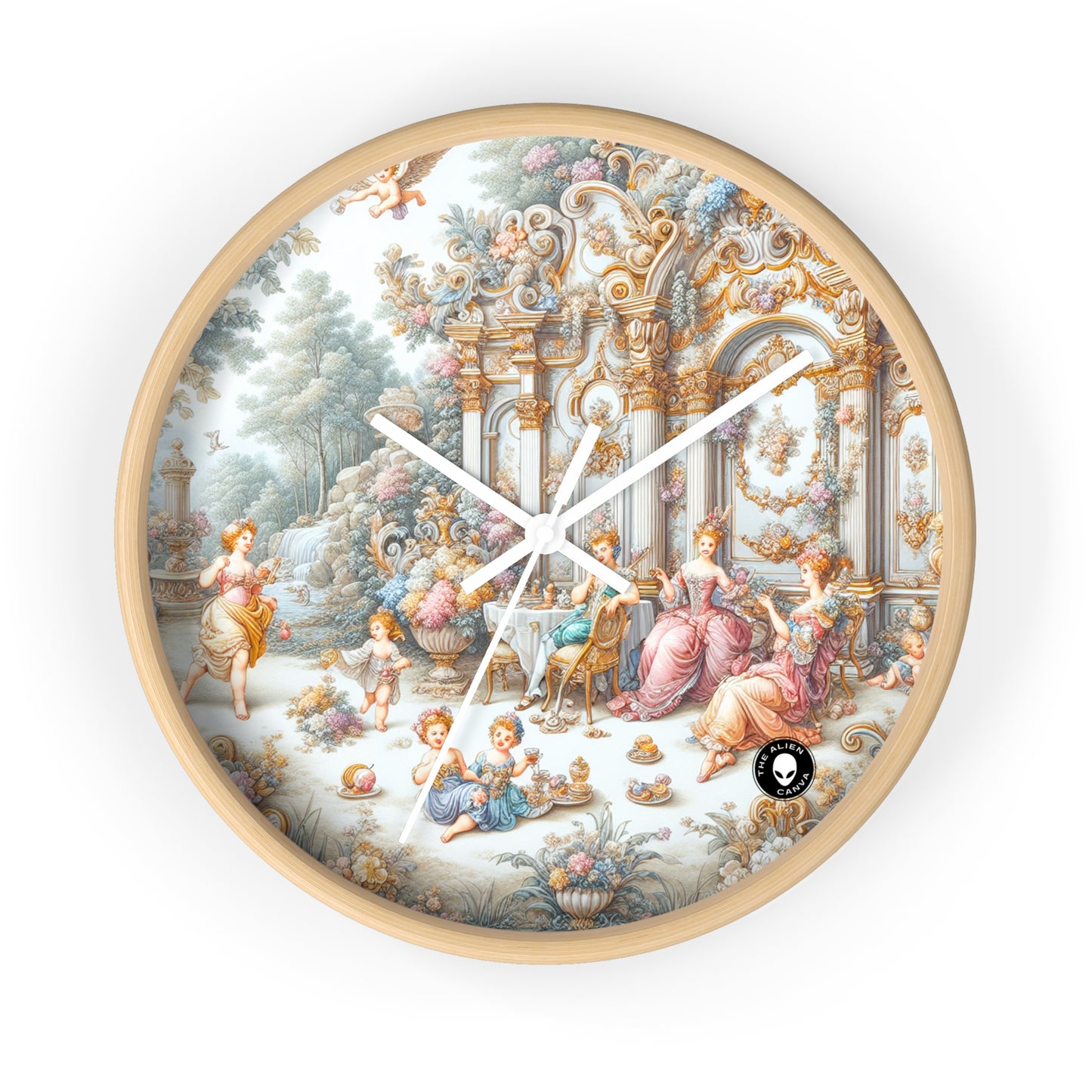 "A Garden of Rococo Delights: A Whimsical Extravaganza" - The Alien Wall Clock Rococo