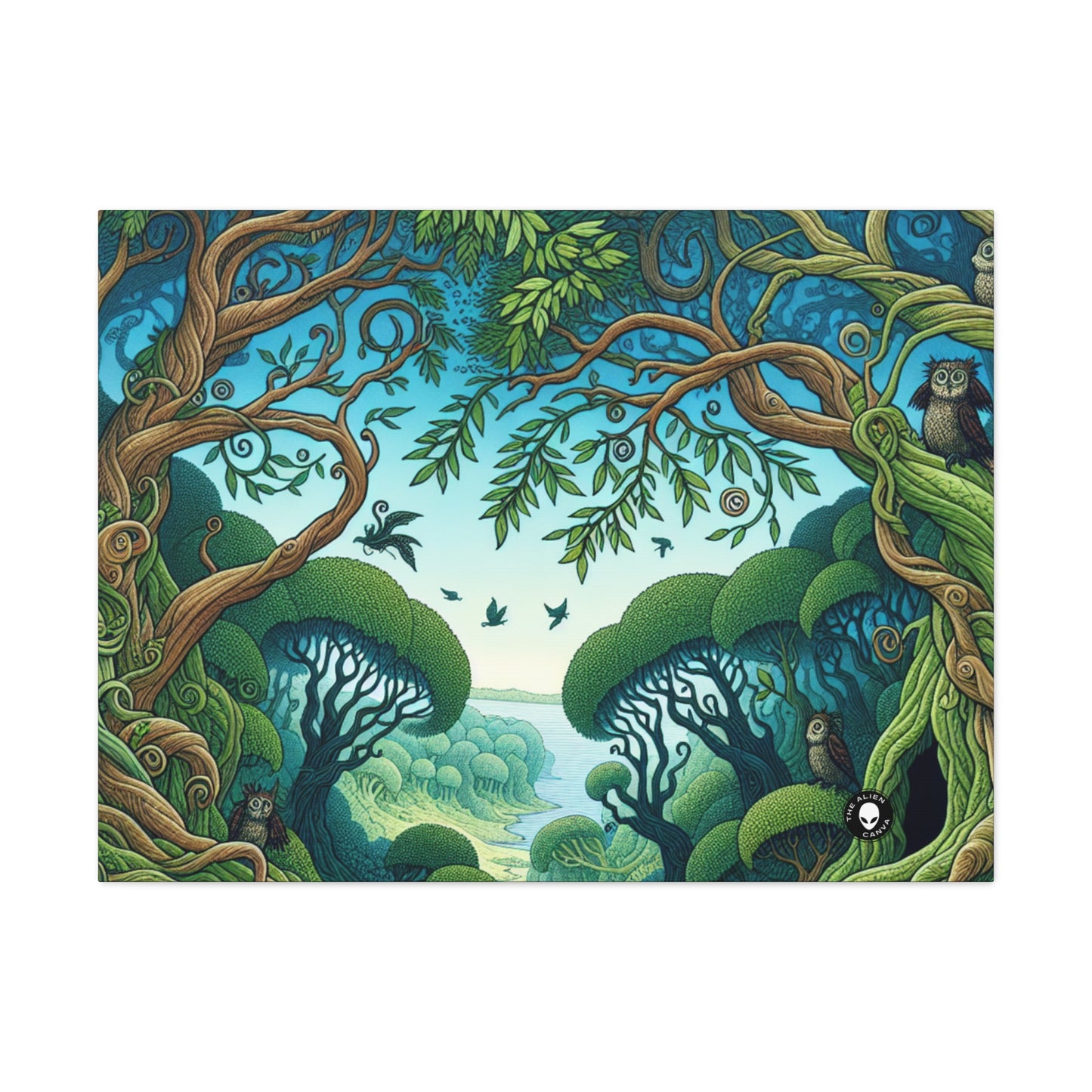 "Enchanted Woodland: Where Trees Dance and Creatures Roam" - The Alien Canva