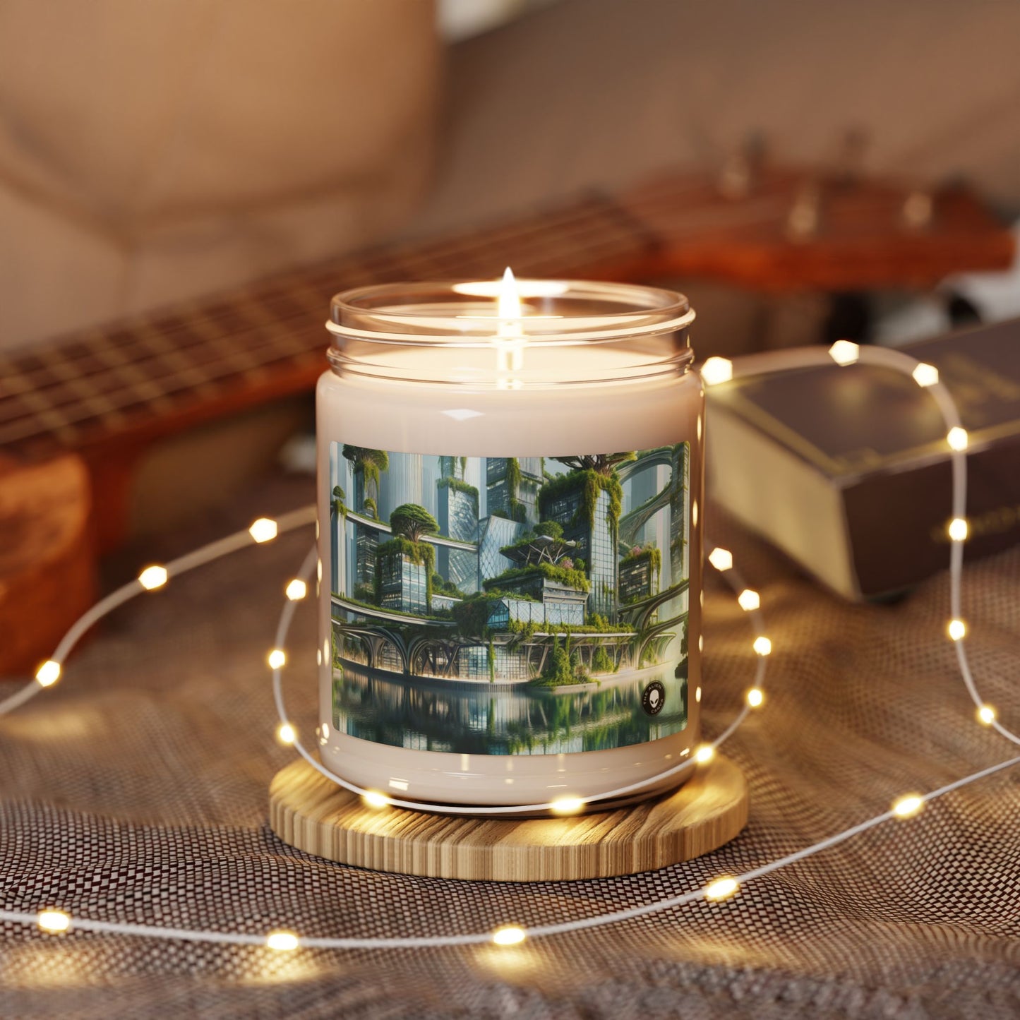 "Nature's Fusion: A Futuristic Cityscape" - The Alien Scented Soy Candle 9oz