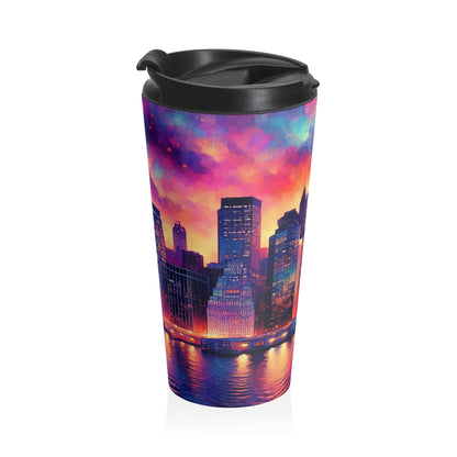 Hidden Oasis: A Spontaneous Impressionism Masterpiece in Vibrant Hues - The Alien Stainless Steel Travel Mug Impressionism