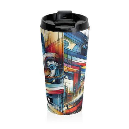 "Galactic Dream: Futuristic Neon City" - The Alien Stainless Steel Travel Mug Futurism