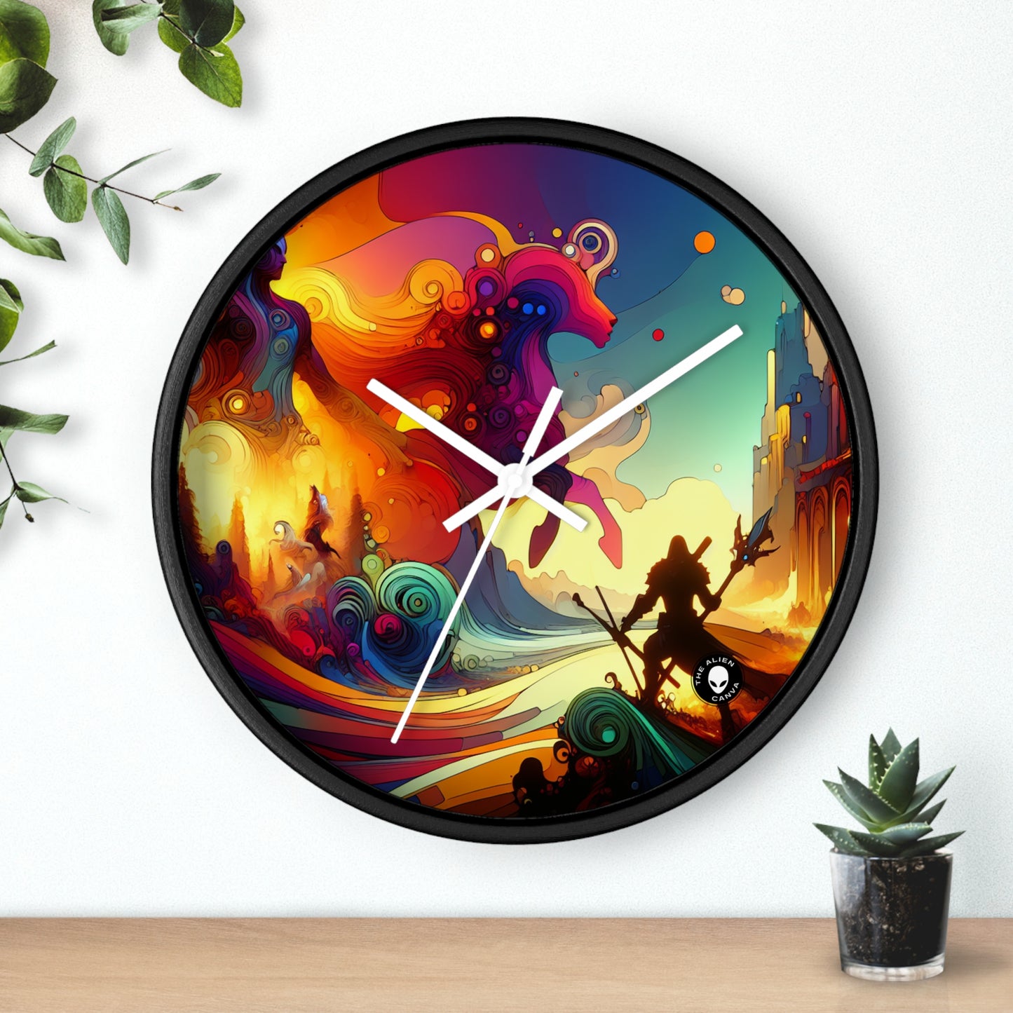 "Crossovers Clash: The Ultimate Battle of Dimensions" - The Alien Wall Clock Video Game Art