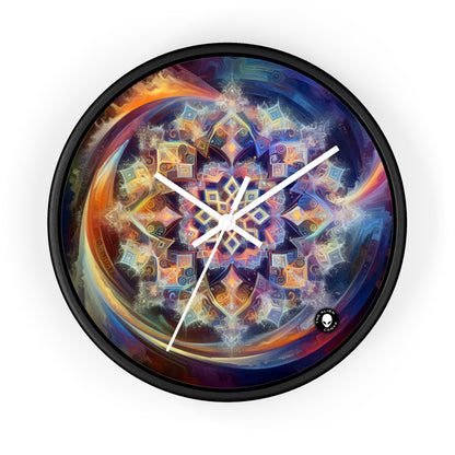 "Mandala dinámico: una pintura geométrica vibrante" - El reloj de pared alienígena