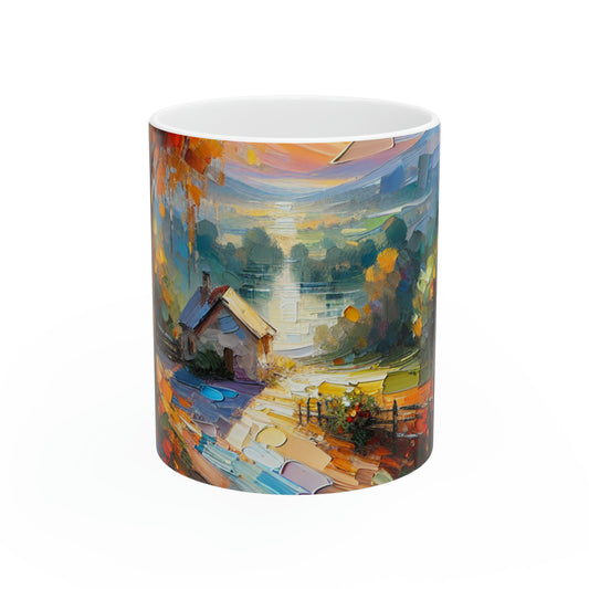 "Market Vibrance: A Post-Impressionist Perspective" - The Alien Ceramic Mug 11oz Post-Impressionism