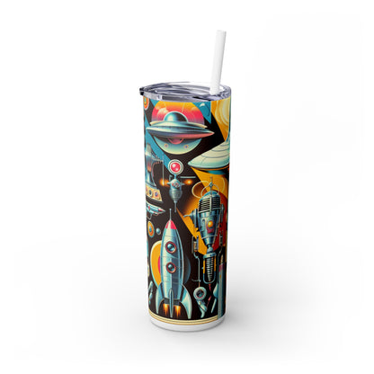 "Neon Deco : Une utopie rétro-futuriste" - The Alien Maars® Skinny Tumbler avec paille 20oz Rétro-futurisme