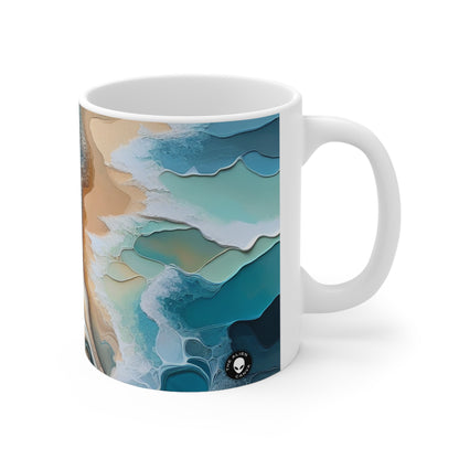 "A Beach View Through a Sea Shell" - The Alien Ceramic Mug 11oz Acrylic Pouring