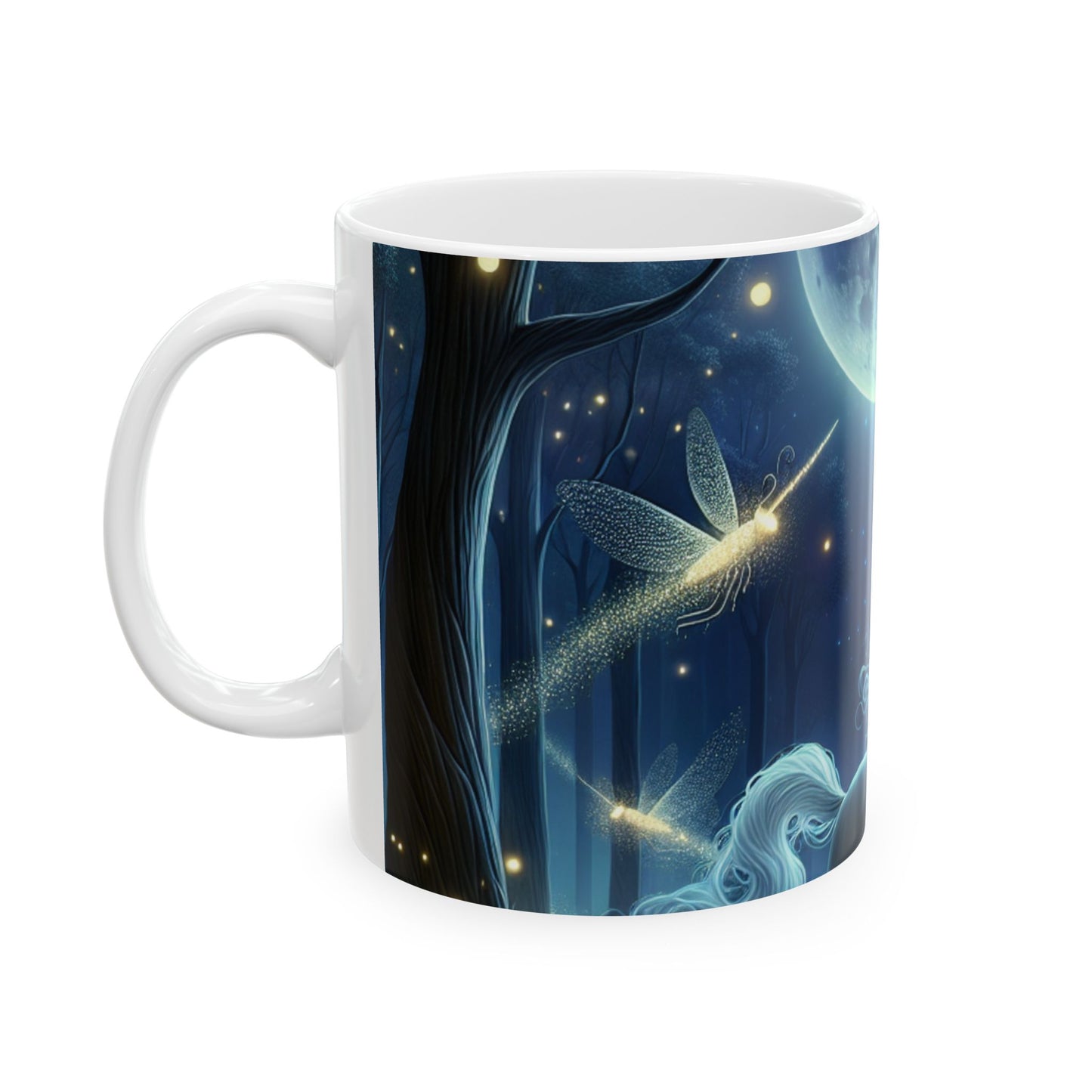 « Forêt enchantée au clair de lune » – Tasse en céramique Alien 11 oz