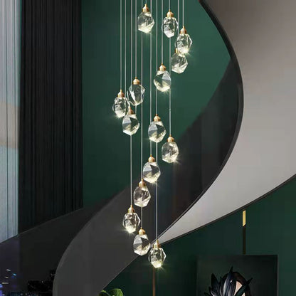 Duplex Stair Long Crane Crystal Lamp