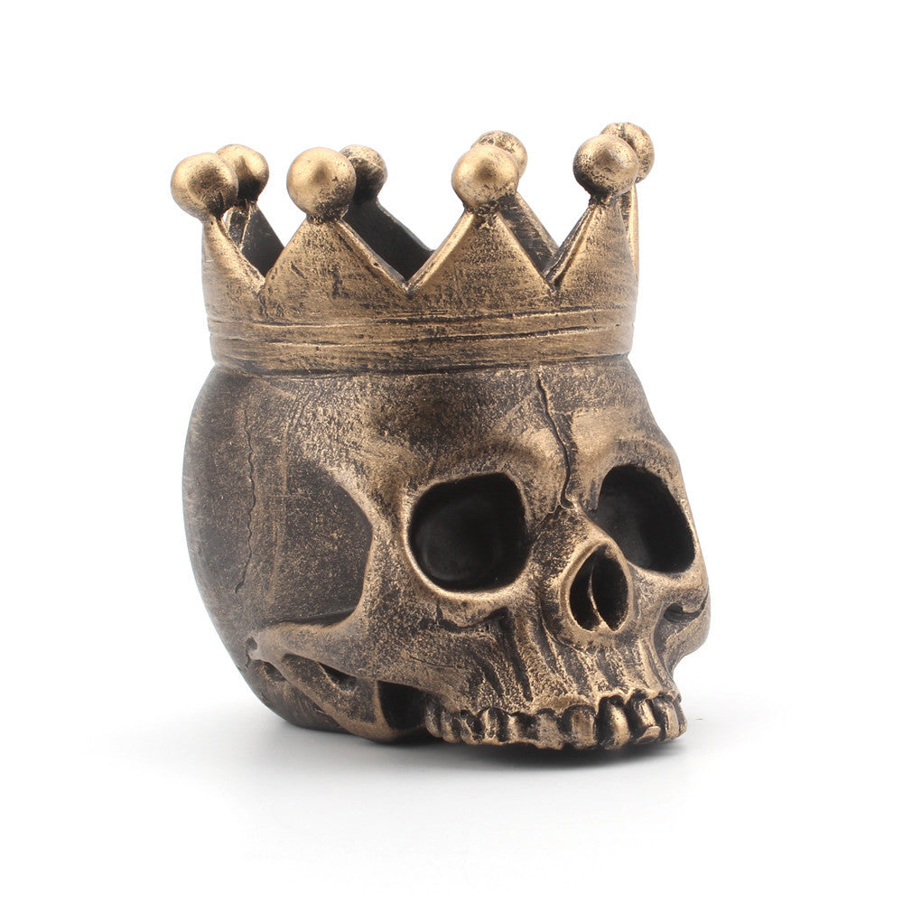 Resin Crown Skull Candle Holder Halloween Atmosphere Decoration