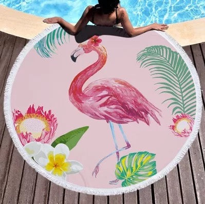 Summer round printed beach towel