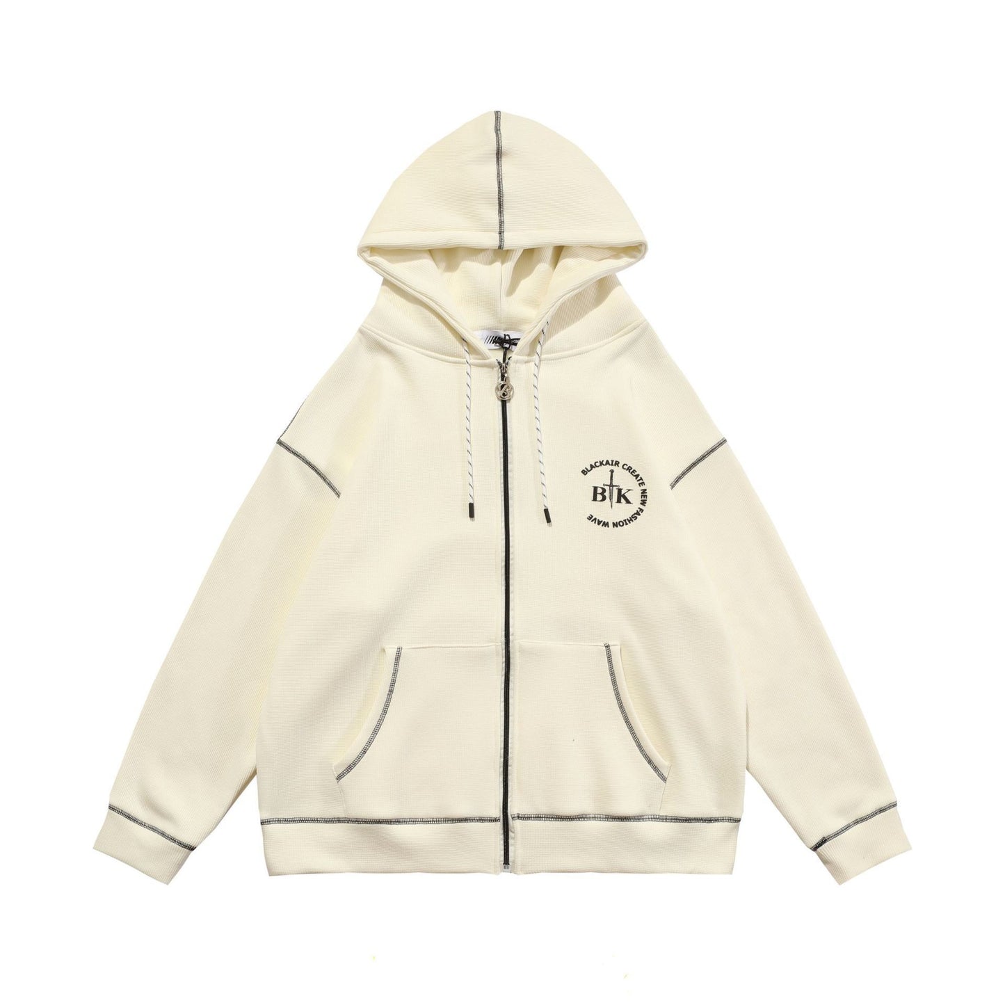 Waffle Letter Printed Hood And Cashmere Guard