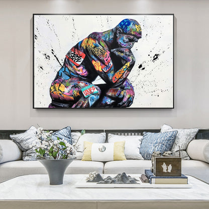 Thinker Man Wall Art Abstract Poster Living Room Decor Painting