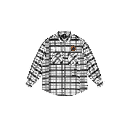 Black And White Plaid Long-sleeved Shirt National Trend Men And Women Couples High Street Lapel Cardigan