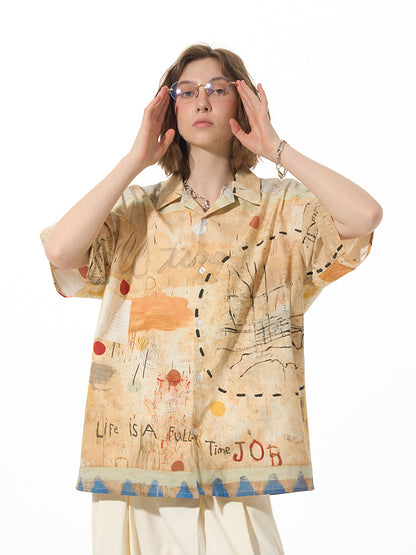 Camisa informal holgada de manga corta con graffiti Pine High Street