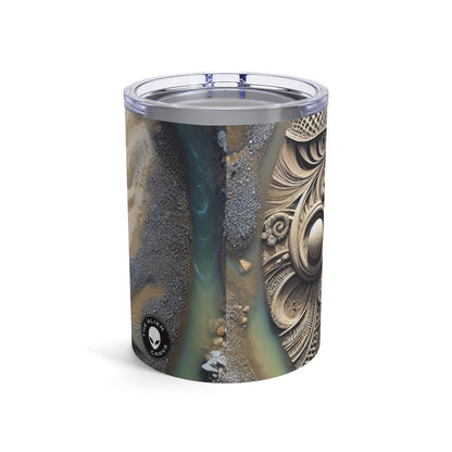 "Sandy Symphony: Un colorido mosaico de piedras en la playa" - The Alien Tumbler 10oz Land Art