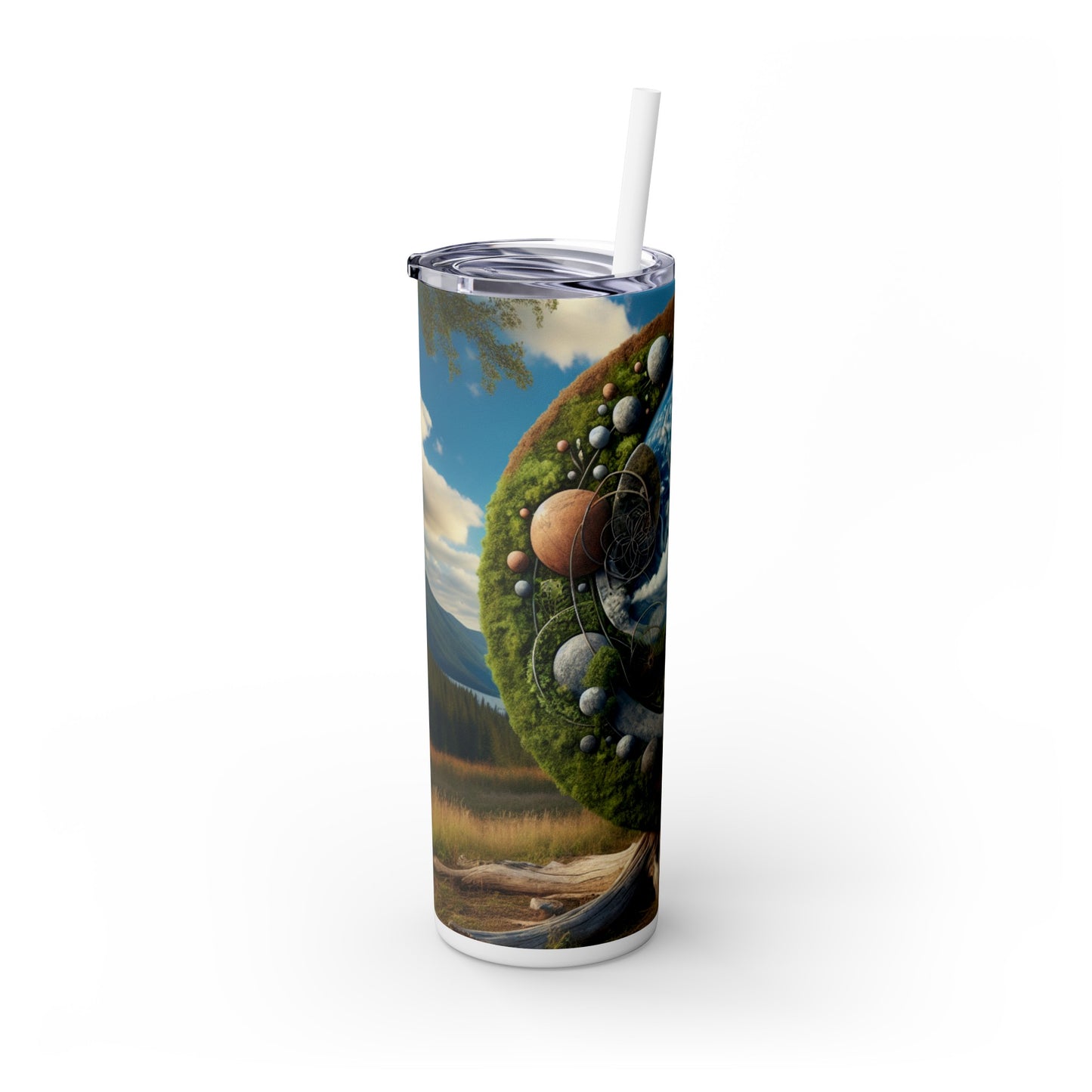 "Sahara Sands: Instalación aérea de arte terrestre" - Vaso delgado con pajita de Alien Maars® de 20 oz Earth Art