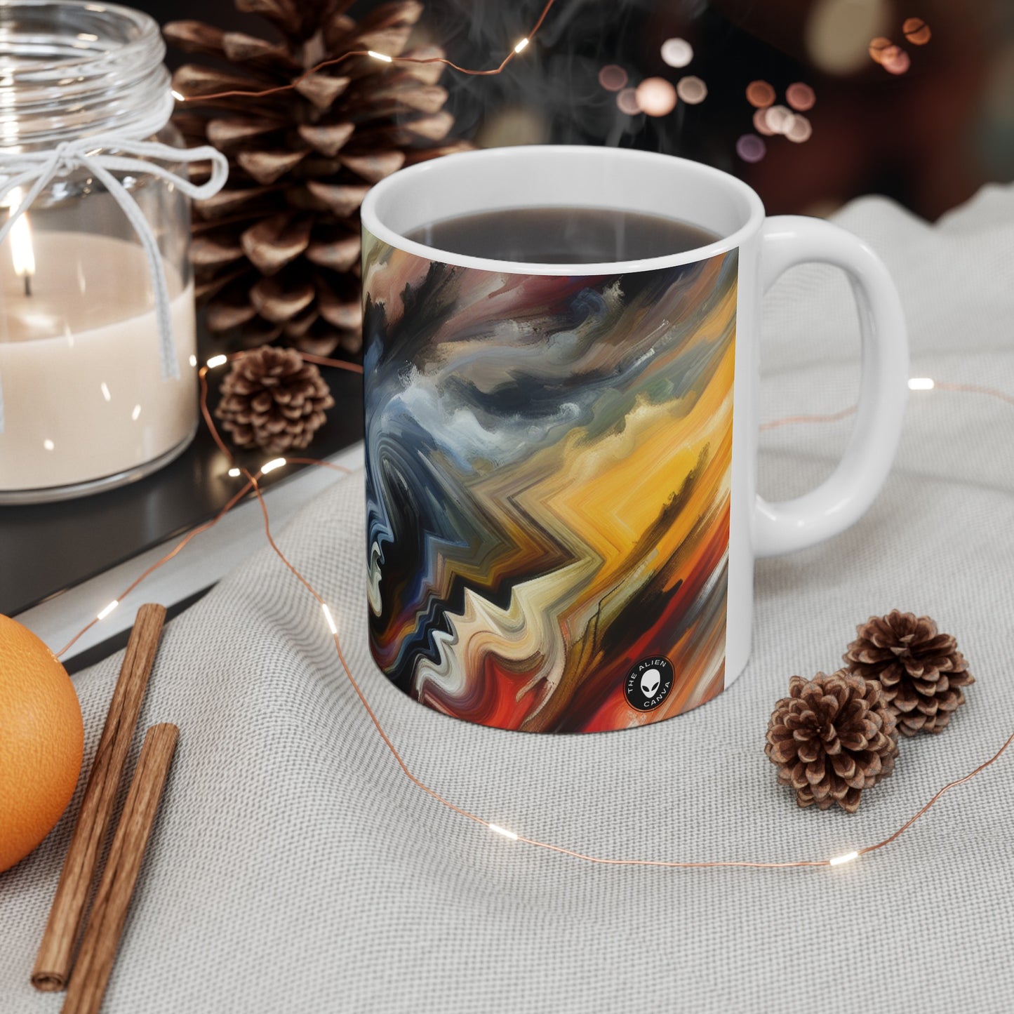 "Vivid Visions: Un voyage expressionniste dans l'abîme émotionnel" - La tasse en céramique Alien 11oz Expressionnisme