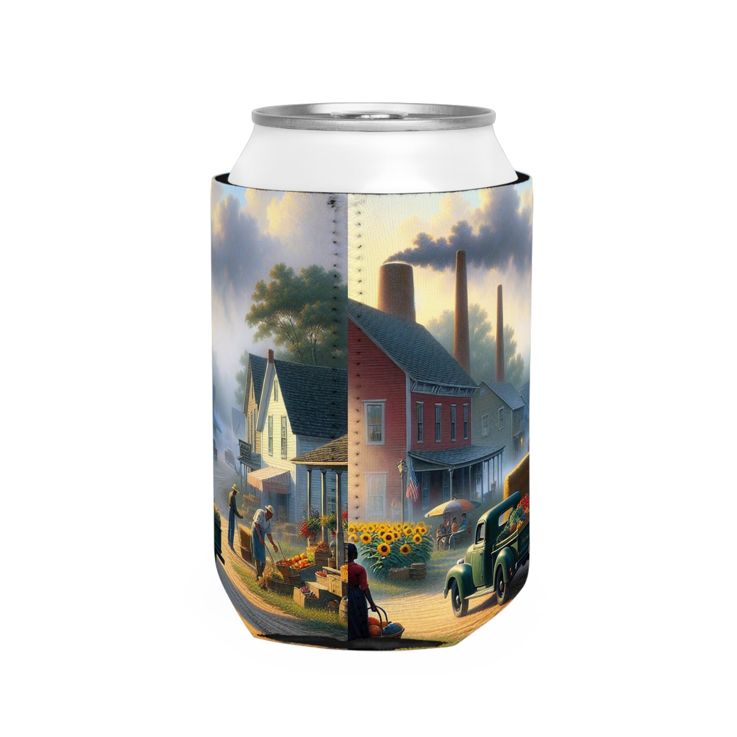 "Harvest Tranquility: A Midwest Farm Scene" - The Alien Can Cooler Sleeve Regionalism