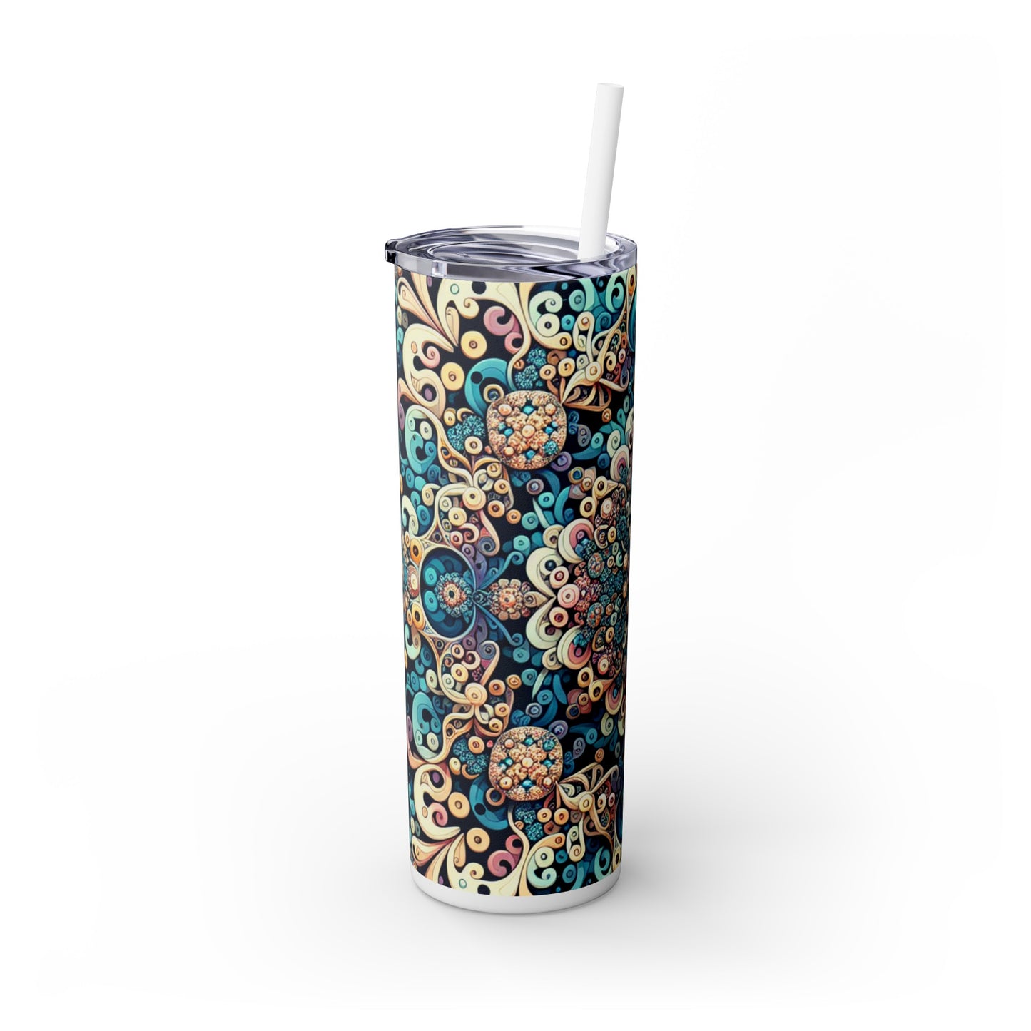 "Flight of Geometry: Algorithmic Art Inspired by Avian Movement" - The Alien Maars® Skinny Tumbler with Straw 20oz Algorithmic Art