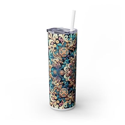 "Flight of Geometry: Algorithmic Art Inspired by Avian Movement" - The Alien Maars® Skinny Tumbler with Straw 20oz Algorithmic Art