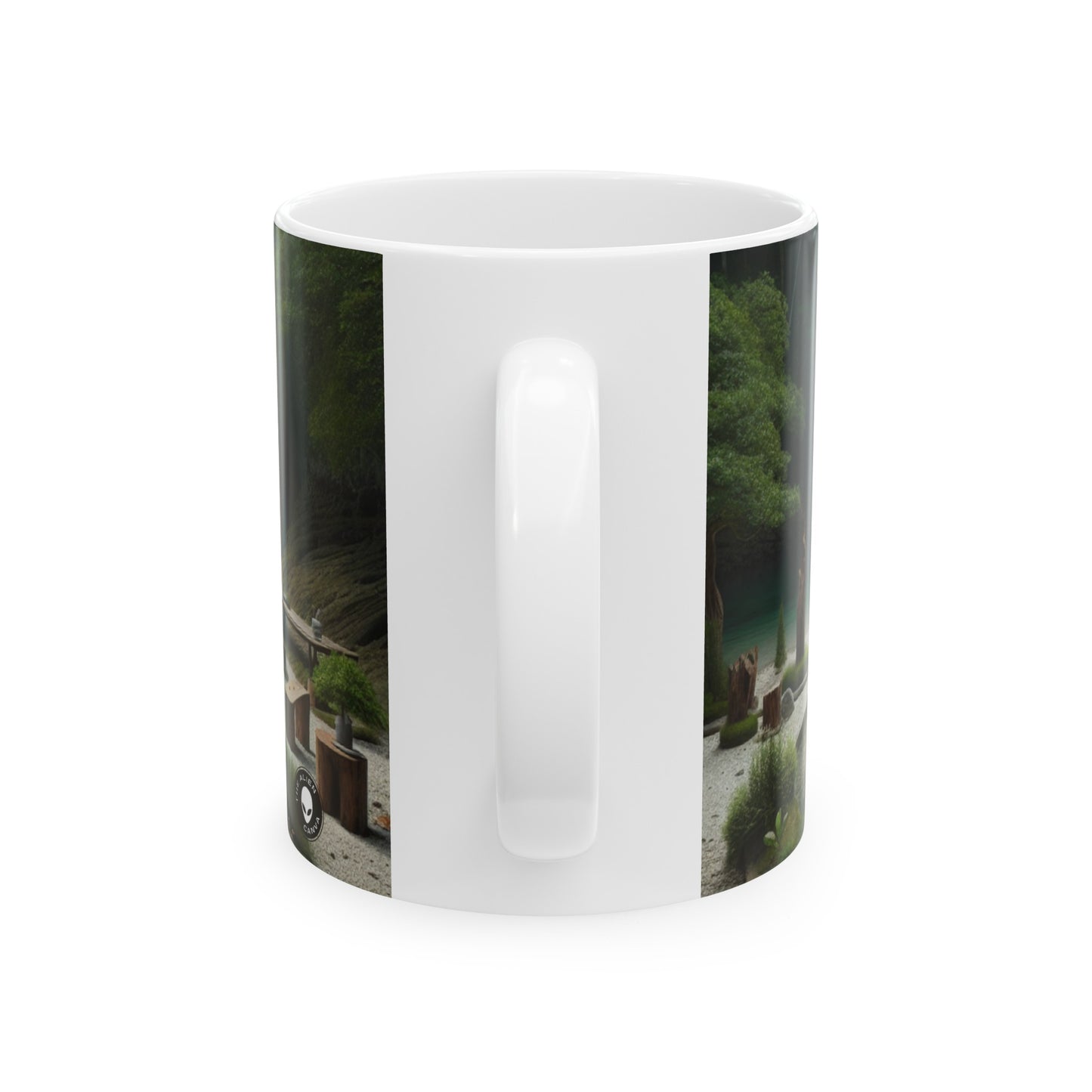 "Renouvellement recyclé : une sculpture environnementale interactive" - ​​La tasse en céramique Alien 11oz Sculpture environnementale