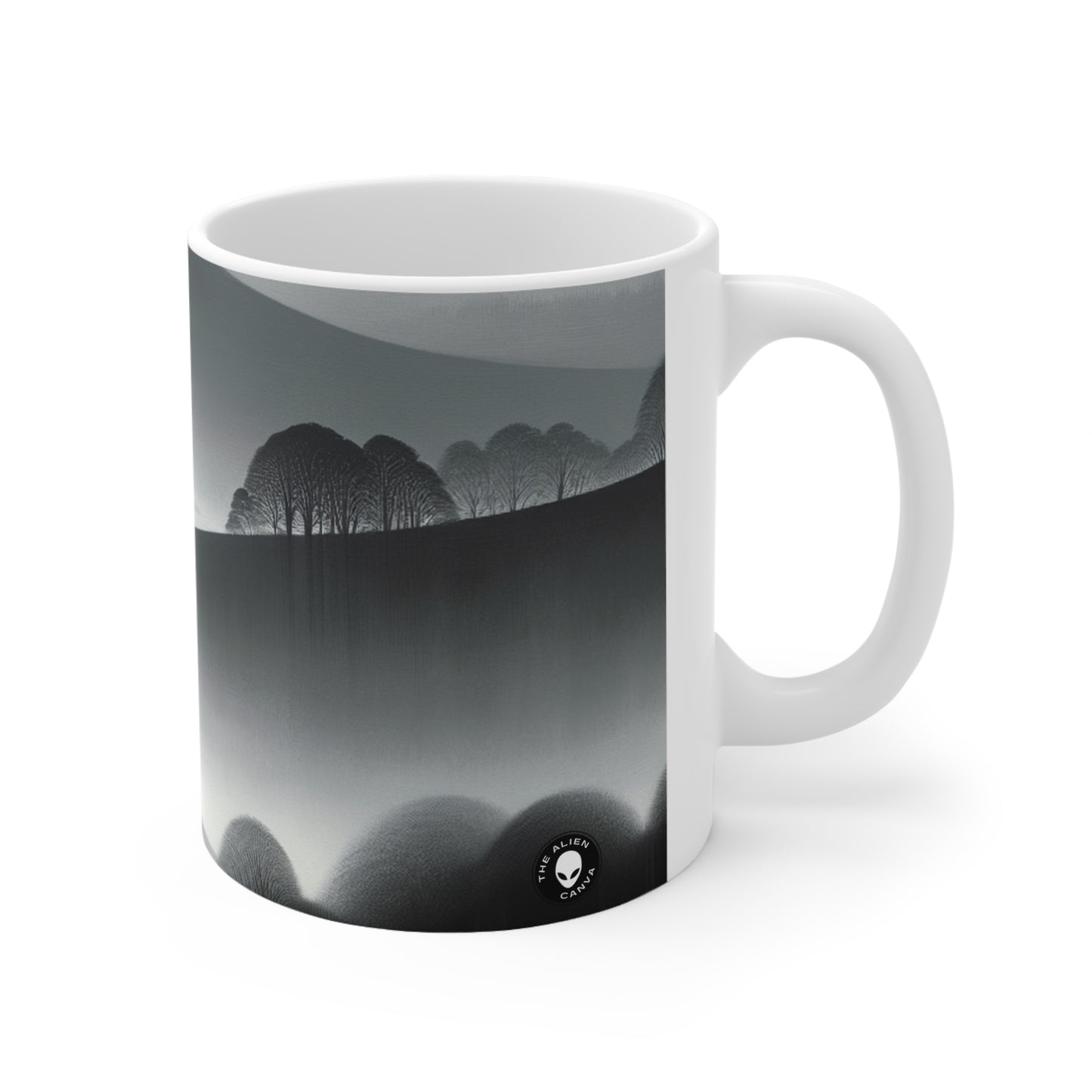 "Grey Tonalism: Hillside in Fog" - La tasse en céramique Alien 11oz Tonalism